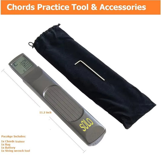 Pocket Guitar Chord Practice Tool, Portable Guitar Neck for Trainer Beginner W/A Rotatable Chords Chart Screen