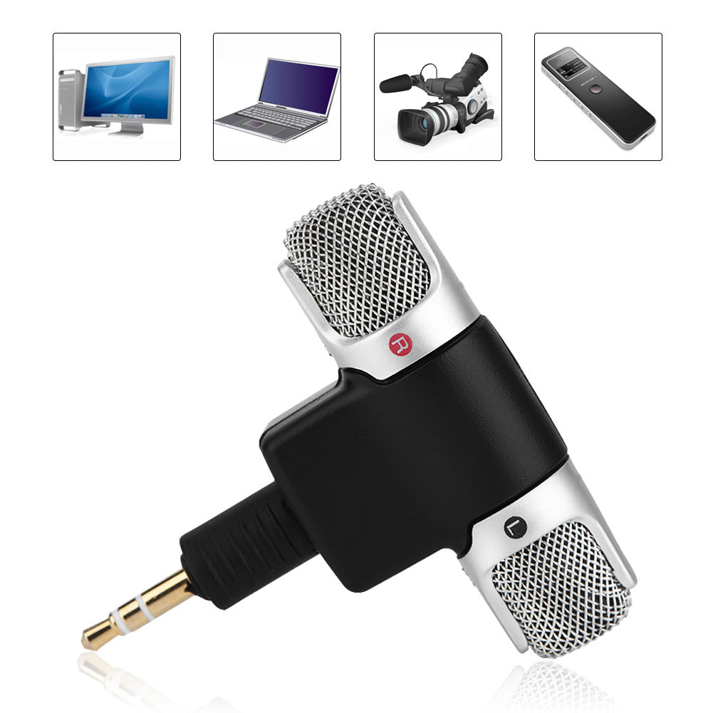 Mini Stereo Microphone Mic 3.5mm Gold plating Plug Jack for PC Laptop MD Camera